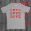 Mens Love Love Love Hearts T Shirt Cute Valentines Day Tee