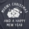 Mens Meowy Christmas and A Happy Mew Year T Shirt Funny Xmas Kitten Lovers Tee for Guys(Heather Navy – Meowy)