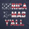 Mens Merica X-Mas Y’all T Shirt Funny Merry Christmas USA America Patriotic Holiday Tee(Heather Navy)