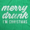 Mens Merry Drunk I’m Christmas T Shirt Funny Holiday Season Xmas Graphic Novelty Tee(Heather Green)