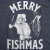 Mens Merry Fishmas T Shirt Funny Christmas Santa Claus Fishing Tee(Heather Navy)