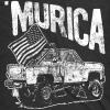 Mens Murica Truck T Shirt Funny Fourth of July USA Pride Tee for Guys(Heather Black)