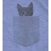 Mens Pocket Cat T Shirt Funny Printed Peeking Pet Kitten Animal Tee for Guys(Heather Light Blue)
