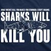 Mens Sharks Will Kill You Funny T Shirt Sarcasm Novelty Offensive Tee for Guys(Heather Navy)
