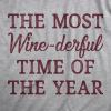 Mens The Most Winederful Time of The Year T Shirt Funny Xmas Holiday Wine Drinking Lovers Tee for Guys(Light Heather Grey – Winederful)