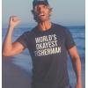 Mens Worlds Okayest Fisherman T Shirt Funny Fathers Day Fishing Tee(Light Heather Grey)
