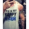 This is My Happy Hour Tank Top Funny Fitness Workout Drinking Sleeveless Tee(Light Heather Grey)