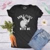 Womens Easter Bunny T Shirts Funny Easter Shirts for Women Cute Bunny Tees(Heather Black – Fluff With Me)