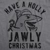 Womens Have A Holly Jawly Christmas T Shirt Funny Holiday Shark Graphic Tee(Dark Heather Grey)