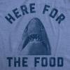 Womens Here for The Food T Shirt Funny Shark Novelty Great White Graphic Tee(Light Heather Blue)