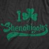 Womens I Clover Shenanigans T Shirt Funny Irish Clover St Saint Patricks Day Tee(Heather Black)