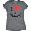 Womens I Love Sharks T Shirt Shark Bite Shirt Vintage Graphic Tee for Ladies(Dark Heather Grey)