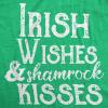 Womens Irish Wishes and Shamrock Kisses T Shirt Funny St Saint Patricks Day Tee(Heather Green)