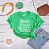 Womens Irish Wishes and Shamrock Kisses T Shirt Funny St Saint Patricks Day Tee(Heather Green)