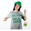 Womens Oh for Lucks Sake T Shirt Funny Shamrock Clover Cool Saint Patricks Day(Heather Black)