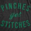 Womens Pinches Get Stitches T Shirt Funny Saint Patricks Day Novelty Patty Tee(Heather Black)