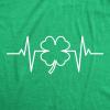 Womens Saint Patrick’s Heart Beat T Shirt Funny Clover EKG Novelty Tee for Ladies(Heather Green)
