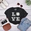 Womens St Patricks Day Shirt – Lucky Love Clover Shamrock Tee, Cute Irish Outfit(Heather Black)