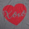 Womens XOXO Script Heart Cute Valentines Day Graphic Tee for Ladies Funny Saying(Dark Heather Grey)