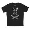 Youth Jolly Roger Easter T Shirt Funny Pirate Bunny Flag Egg Hunt Tee for Kids(Black)