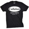 Crazy Dog Mens Callahan Auto Parts T Shirt Funny Graphic Novelty Tee(Black)
