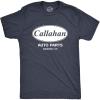 Crazy Dog Mens Callahan Auto Parts T Shirt Funny Graphic Novelty Tee(Heather Navy)