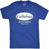 Crazy Dog Mens Callahan Auto Parts T Shirt Funny Graphic Novelty Tee(Heather Royal)