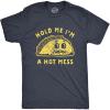Crazy Dog Mens Funny Taco T Shirts Adult Humor Mexican Food Tees for Guys(Heather Navy – Hot Mess)