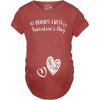 Crazy Dog T-Shirts Bumps First Valentines Day Maternity Shirt Cute Announcement Baby Pregnancy Tee(Heather Red)