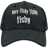 Crazy Dog T-Shirts Funny Fishing Hats Hilarious Fish Graphic Caps(Black – Here Fishy Fishy)