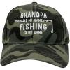Crazy Dog T-Shirts Funny Fishing Hats Hilarious Fish Graphic Caps(Camo – Grandpa Name Fishing)