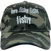 Crazy Dog T-Shirts Funny Fishing Hats Hilarious Fish Graphic Caps(Camo – Here Fishy Fishy)