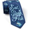 Crazy Dog T-Shirts Funny Sports Ties for Men Novelty Graphic Ties for Golf Fishing and Exercise Guys(Eat Sleep Fish)