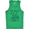 I’m Sexy and I Mow It Mens Fitness Tank Funny Yardwork Fathers Day Graphic Novelty Tanktop(Green)
