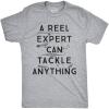 Mens A Reel Expert Can Tackle Anything T Shirt Funny Fishing Tee(Light Heather Grey)