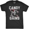 Mens Candy Gains T Shirt Funny Xmas Buff Ripped Santa Claus Workout Joke Tee for Guys(Heather Black – Gains)