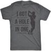 Mens Funny Golfing T Shirts with Sarcastic Sayings Novelty Golf Tees for Guys(Dark Heather Grey – Hole in One)