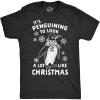 Mens It’s Penguining to Look A Lot Like Christmas T Shirt Funny Holiday Penguin Xmas Tee(Heather Black – Penguining)
