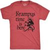 Mens Krampus Time is Here T Shirt Funny Xmas Evil Devil Santa Joke Tee for Guys(Heather Red – Krampus)
