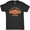 Mens Let’s Get Jacked T Shirt Funny Halloween Pumpkin Jack-o-Lantern Graphic Tee(Heather Black)