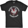 Mens Merry Clucking Christmas T Shirt Funny Xmas Rooster Chicken Joke Tee for Guys(Heather Black – Clucking)