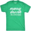 Mens Merry Drunk I’m Christmas T Shirt Funny Holiday Season Xmas Graphic Novelty Tee(Heather Green)