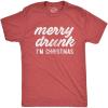 Mens Merry Drunk I’m Christmas T Shirt Funny Holiday Season Xmas Graphic Novelty Tee(Heather Red)