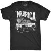 Mens Murica Truck T Shirt Funny Fourth of July USA Pride Tee for Guys(Heather Black)