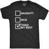 Mens Naughty List Nice List Tried My Best Funny Graphic Santa Christmas T Shirt(Heather Black – Tried My Best)