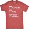 Mens Naughty List Nice List Tried My Best Funny Graphic Santa Christmas T Shirt(Heather Red – Tried My Best)