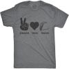 Mens Peace Love Tacos T Shirt Funny Graphic Tee Sarcastic Top for Guys Crazy(Light Heather Grey)