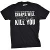 Mens Sharks Will Kill You Funny T Shirt Sarcasm Novelty Offensive Tee for Guys(Heather Black)