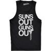 Mens Suns Out Guns Out Tank Funny Workout Tanks Hilarious Gym Shirt(Black)