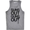 Mens Suns Out Guns Out Tank Funny Workout Tanks Hilarious Gym Shirt(Light Heather Grey)